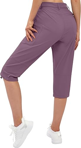 Miniatura 2 de TACVASEN Pantalones capri tipo cargo para mujer, ligeros, de secado rápido, pantalones largos de viaje, para golf, casual, verano, bolsillos