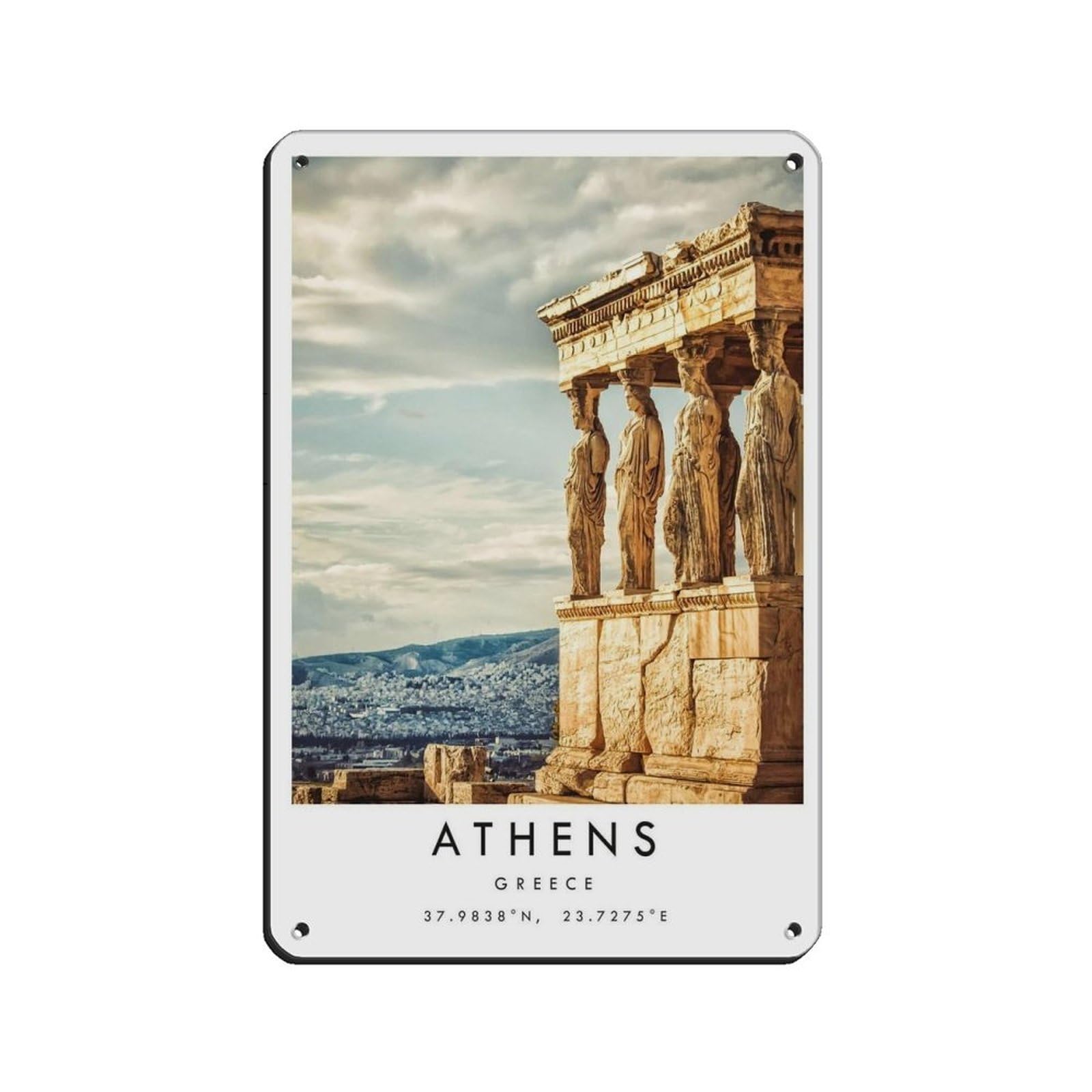 Athens Travel, Athens Poster（10） Retro Poster Metal Tin Sign Chic Art Retro Iron Painting Bar People Cave Cafe Family Garage Poster Wall Decoration 8x12inch(20x30cm)