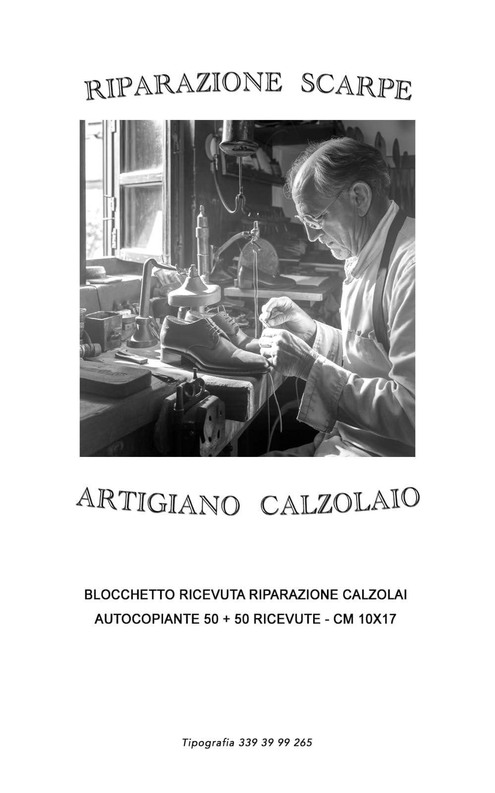 Blocchetti Ricevute Calzolaio in Duplice Copia Autocopianti, Riparazione, scarpe, Stivali, Borse, Cinture (Blocco, 20, Conteggio)