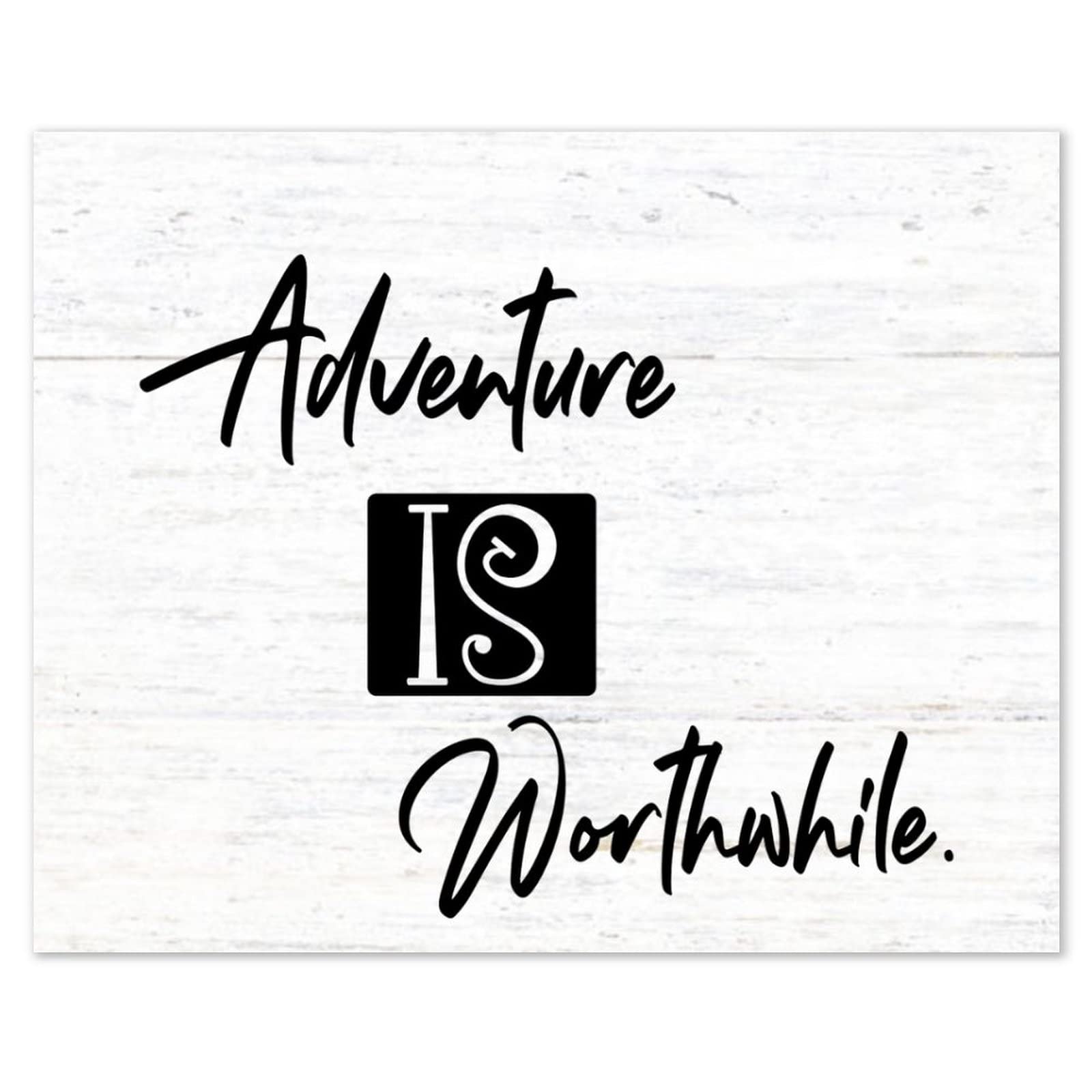 Plaque en bois antique Adventure Is Worthwhile rustique pour déco bar et porche 50x40 cm
