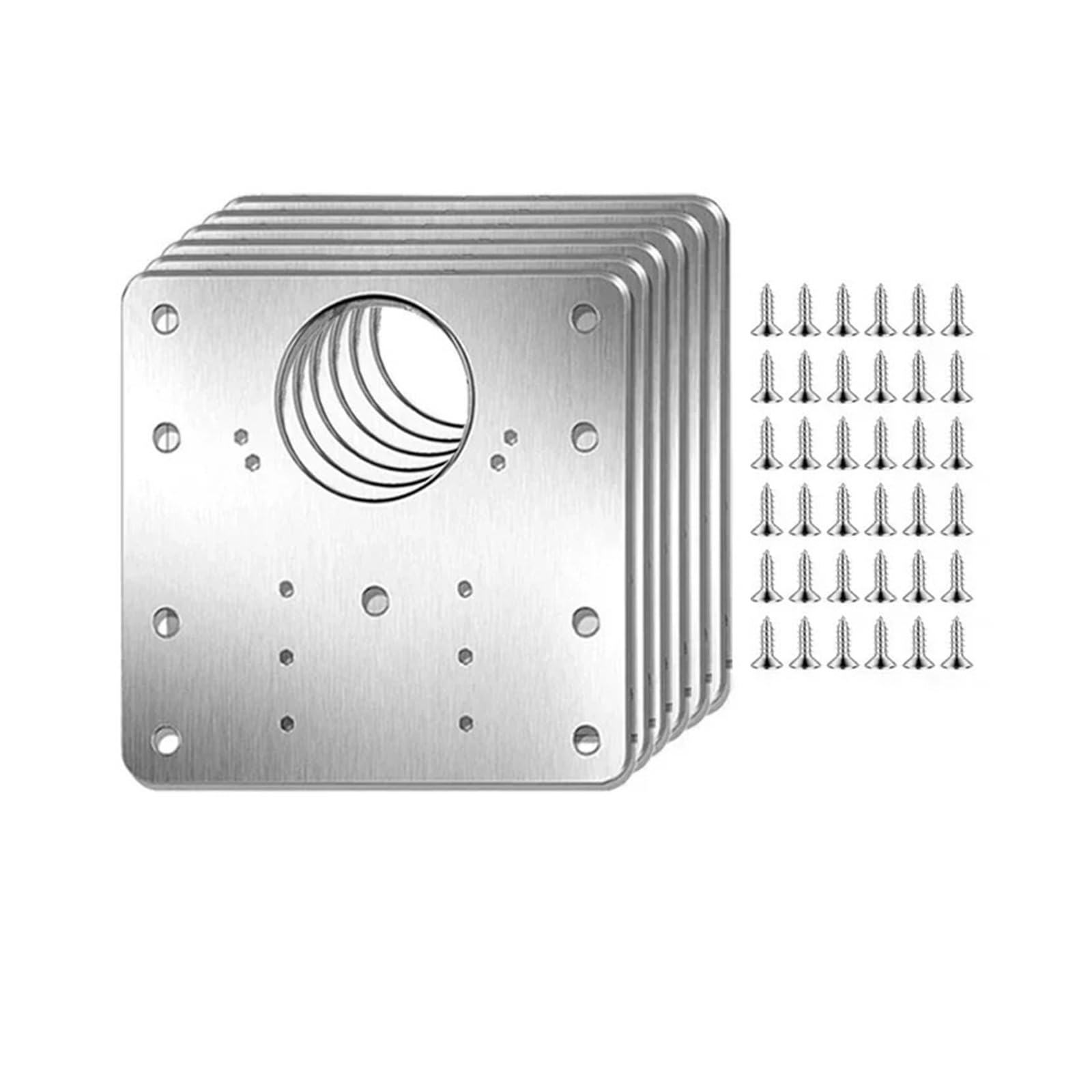 Meytxoa A- 6Sets Hinge Repair Plate Square Cabinet Hinge Repair Plates Stainless Steel Door Mounting Plate With Hole And Screws For Furniture Cupboard(A- 6Sets)