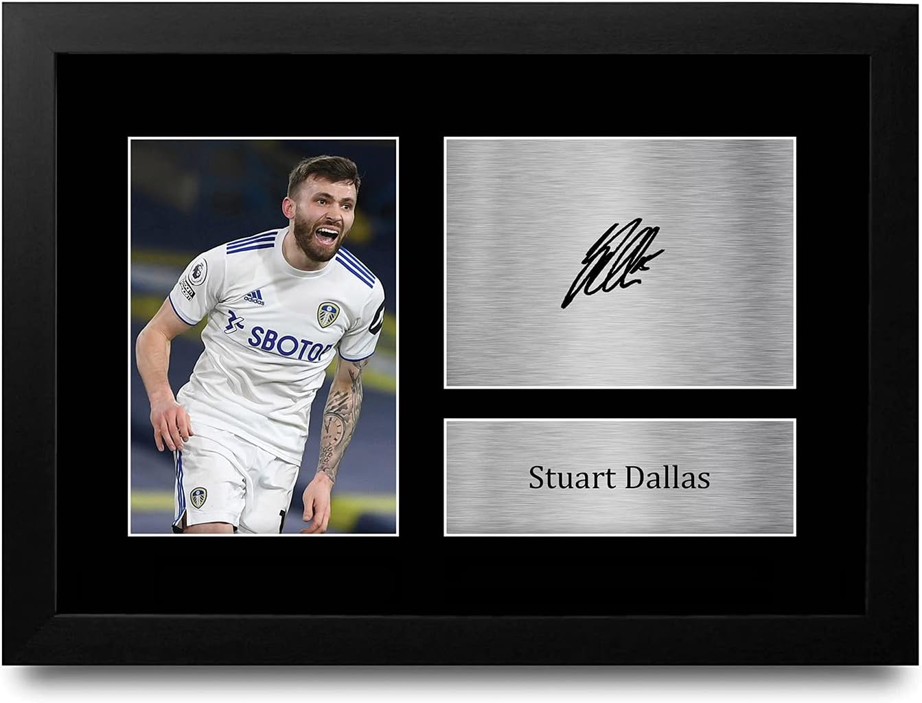 HWC TradingFR A4 Stuart Dallas Leeds United Gifts Printed Signed Autograph Picture for Football Fans and Supporters - A4 Framed