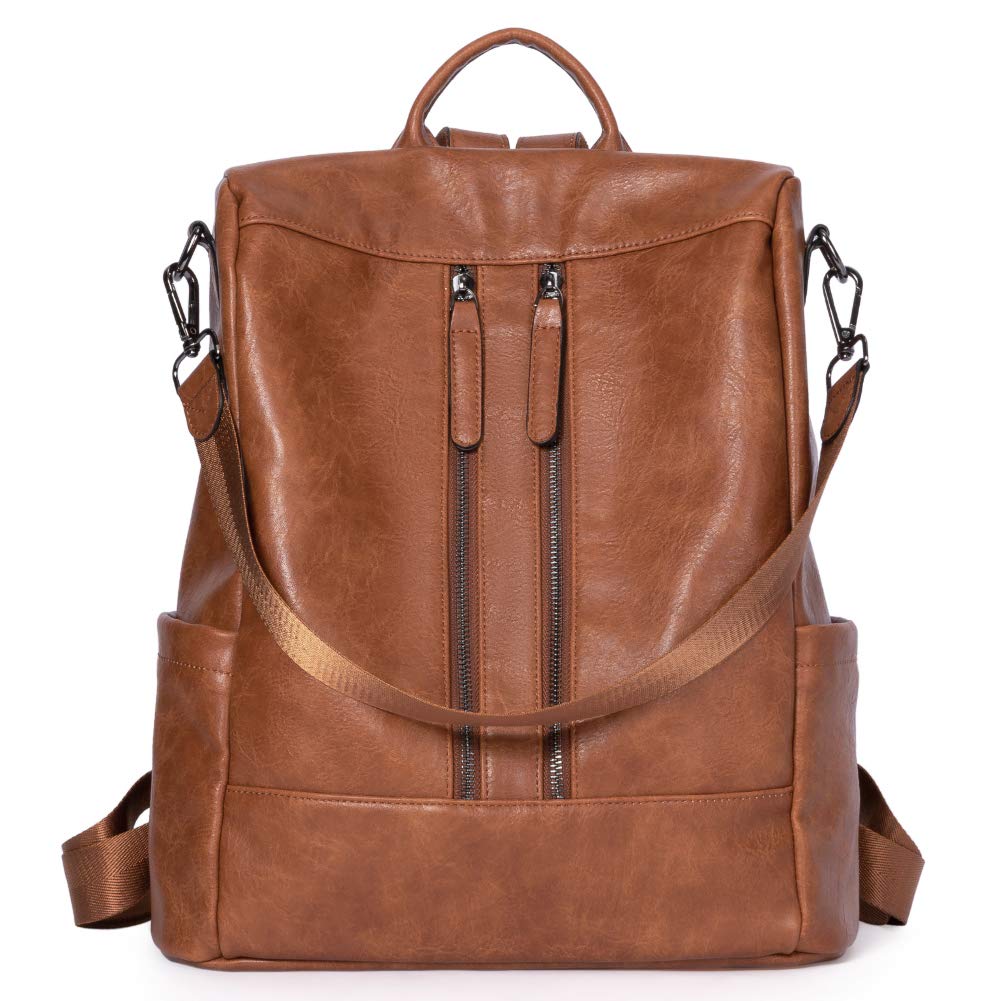 BROMENBackpack Purse Leathe Backpack for Women Anti-theft Bookbag Purse Fashion Shoulder Handbag Backpack Women, Brush-off Vintage Brown, Large, Backpack