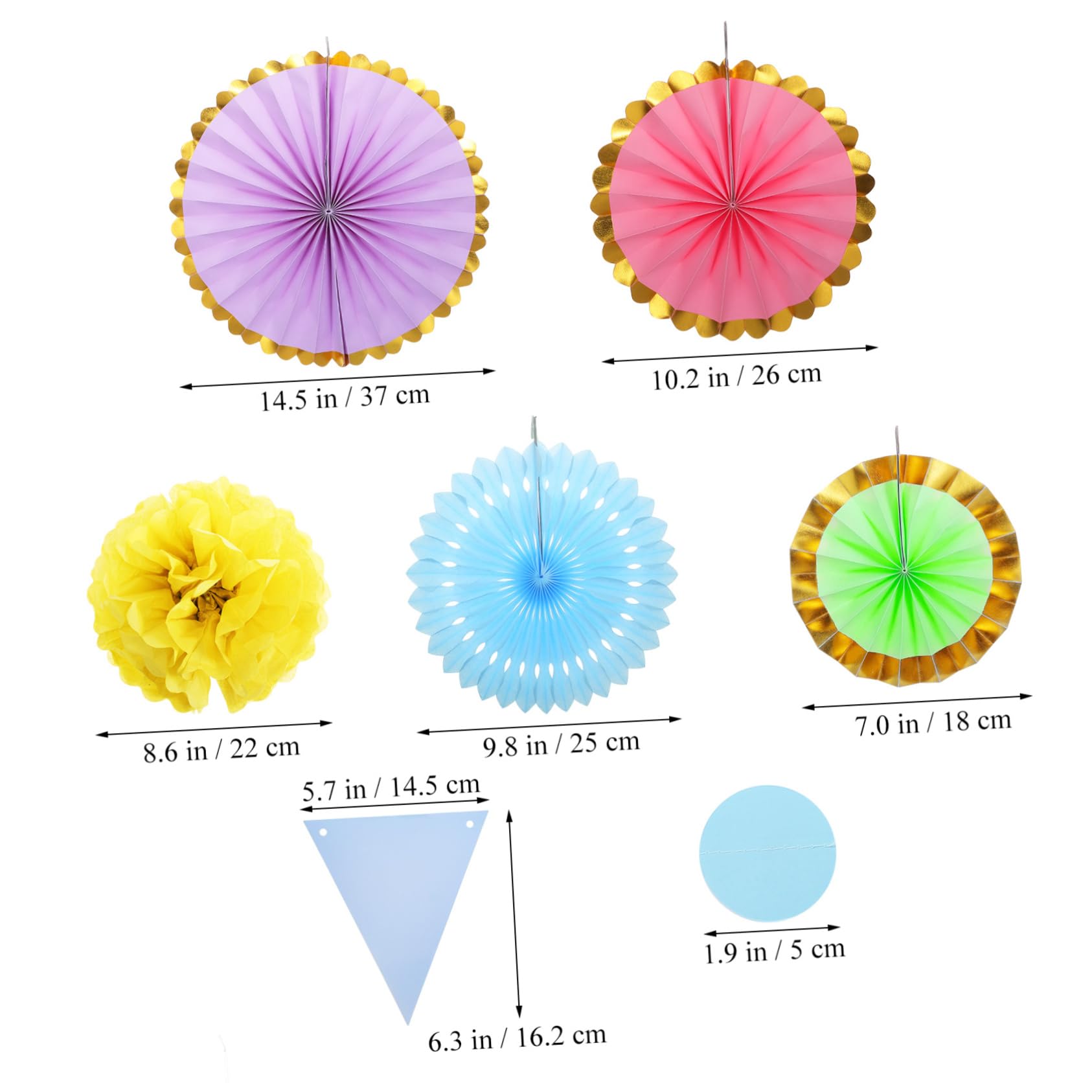 Pastellfarbene Papier Pompons 1 Satz aus Papier für Feiern