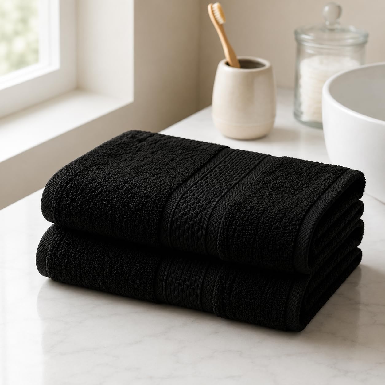 Elarra 100% Cotton Hand Towels Pack of 2 | 550 GSM | 24 x 16 Inch | Lightweight, Quick Dry, Soft, Highly Absorbent & Fade Resistant | Premium Hand Towels for Men & Women (Black)-image-11