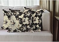 Vista 2 de EKOBLA Funda de almohada con diseño de flores, plantas tropicales, hibisco tribal, estampado bohemio, vintage, acogedora, cuadrada, para hombres