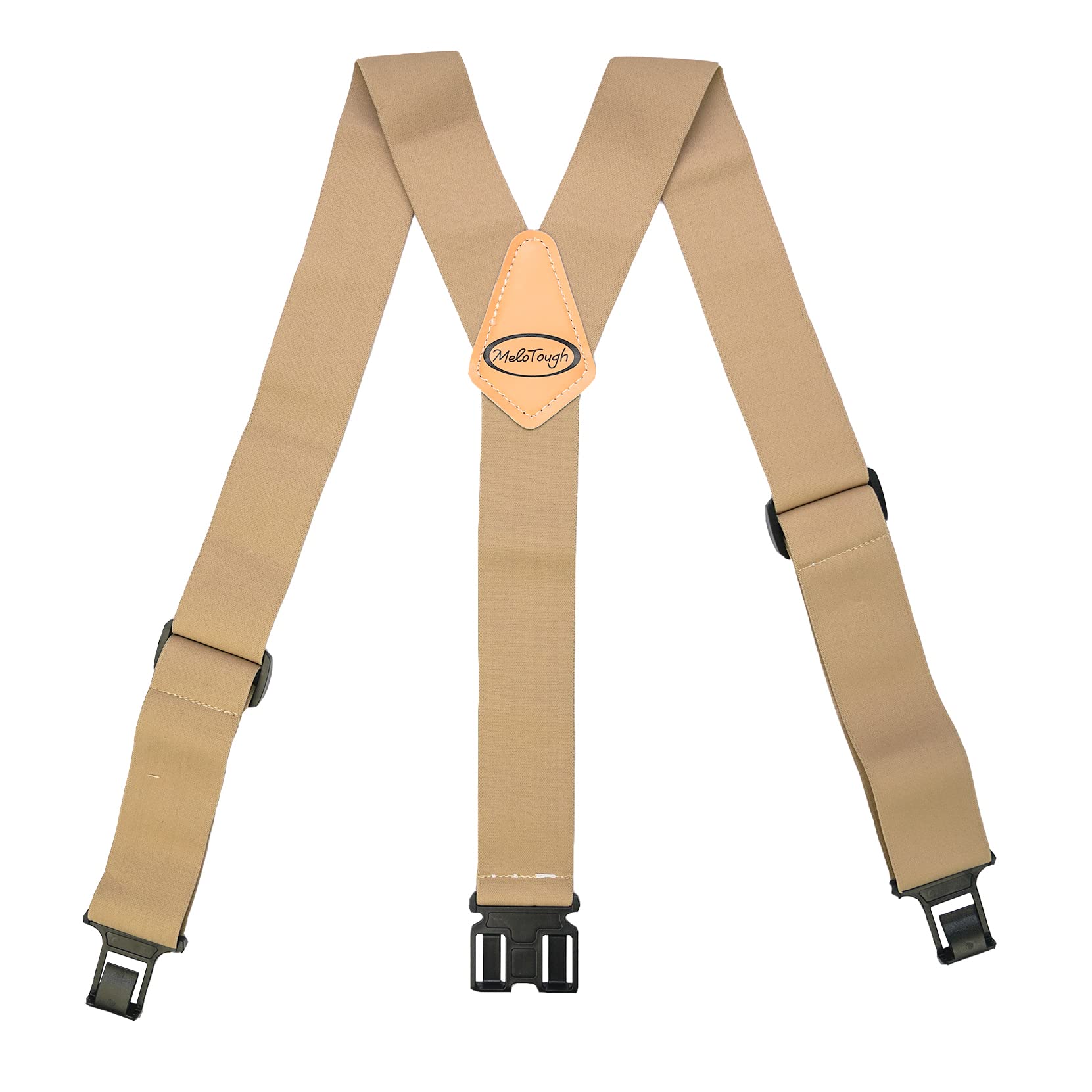 MELOTOUGH Belt Clip suspenders Men Perry suspenders with 2 inch width,non-metal suspenders for casual dress,work place, Khaki, One Size
