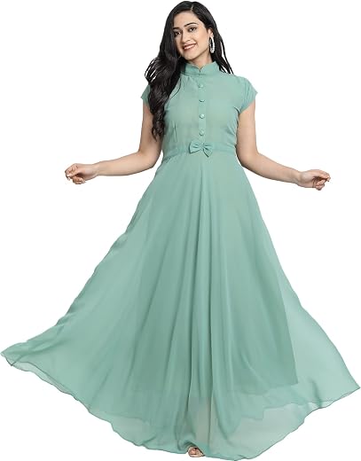 Dream Crushers Women's Maxi Dress with Tie-Up Neckline, Cap Sleeves and Maternity Dress, Side Zipper Dress for Pregnant La...