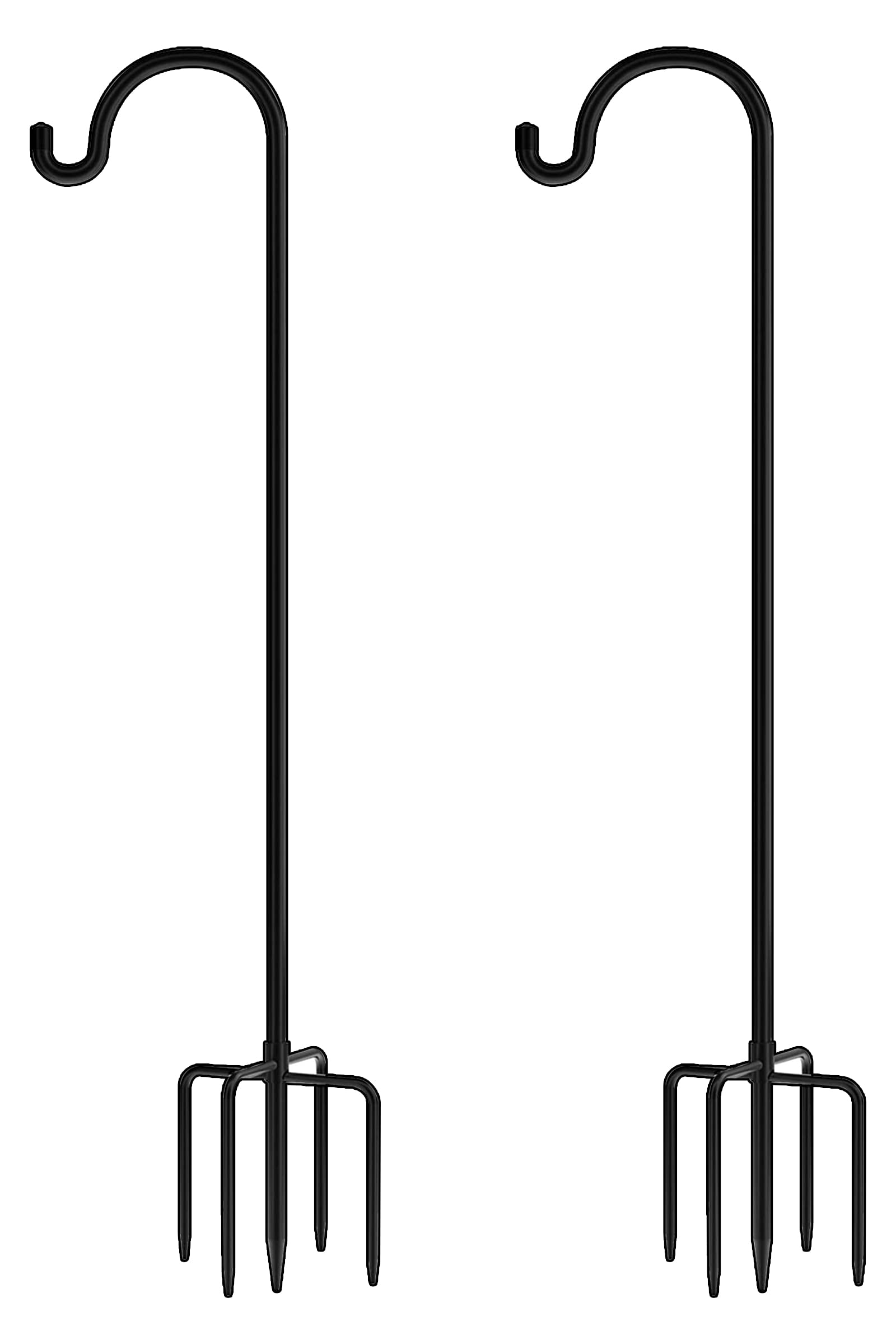 Gtongoko 2 Pack Shepherds Hook 92 Inch, Tall Bird Feeder Pole, Adjustable Shepards Hooks for Outdoor Plant Baskets, Lanterns, Weddings Decor, Solar Lights, Black