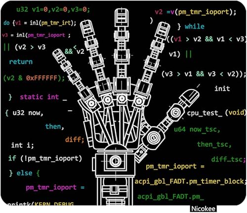 Alfombrilla de mouse para juegos, modelo de dibujo de brazo robótico, ideas de robótica, inteligencia artificial, prótesis biónicas, ciencia