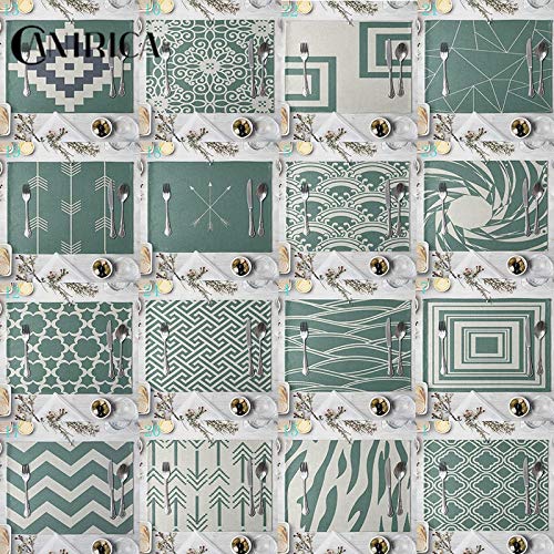 LANGBEEYAR CANIRICA Placemat For Dining Table Rectangle Placemat Geometric Table Mats Linen Mint Green Kitchen Accessories Party Place Mat