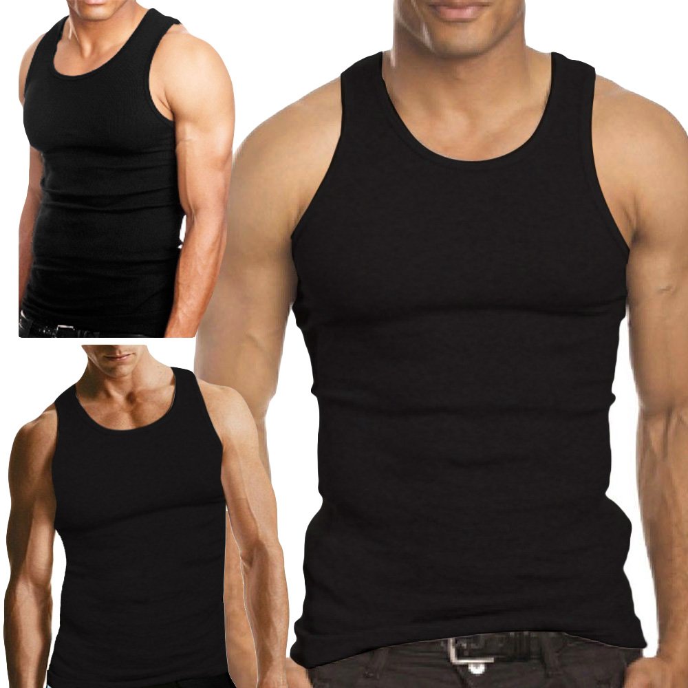 Falari, Confezione da 3 canottiere da uomo per allenamento in palestra (solo vestibilità sottile e muscolare), nero, XL