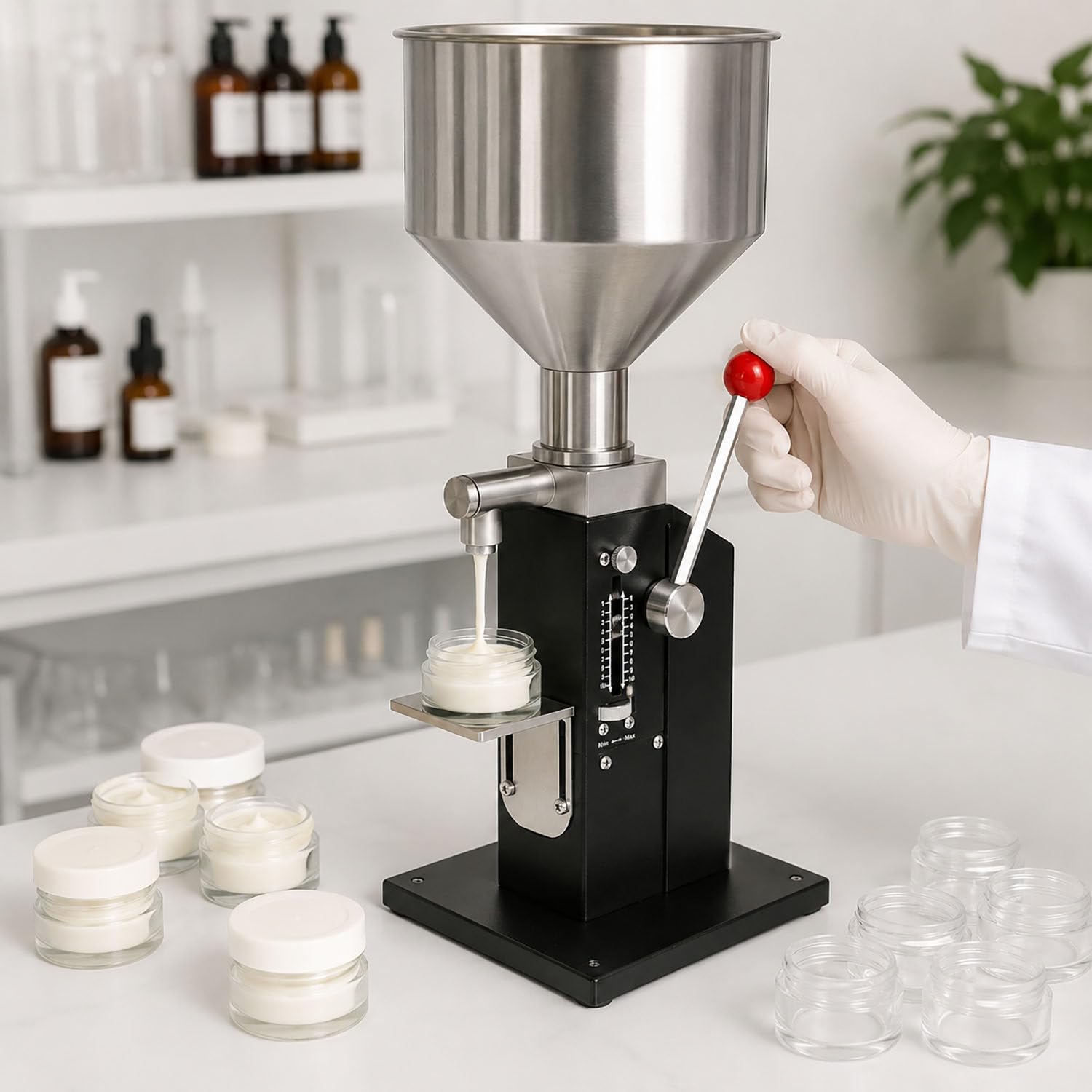 Llenadora Manual Inoxidable 0,34-3,38 FL oz líquidos pastas | Tolva de 10 litros con sistema antigoteo, ideal para miel, crema, salsas, cosméticos y alimentos