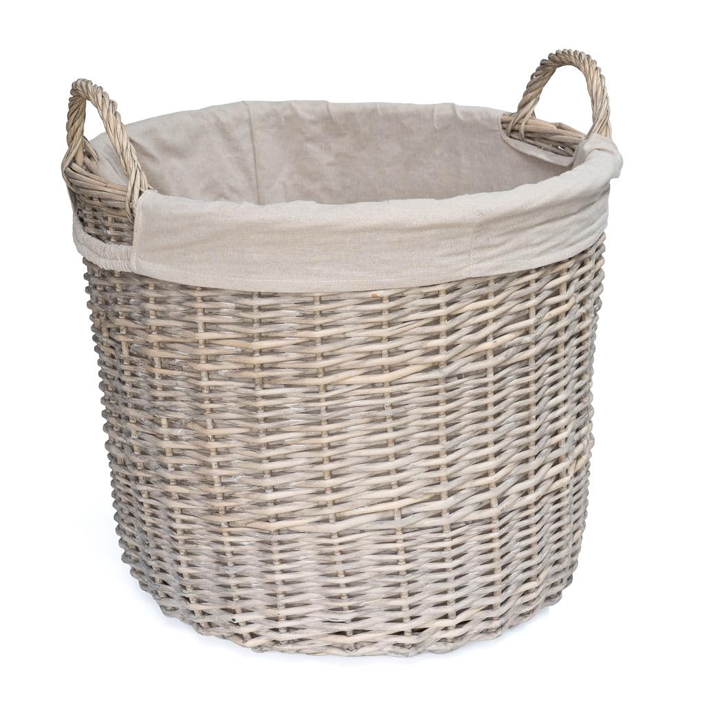 Arthur Cameron Buff - Streatley Circular Distilled Wicker Log Basket With Handles - Bedroom Storage & Home Decor (, Large)