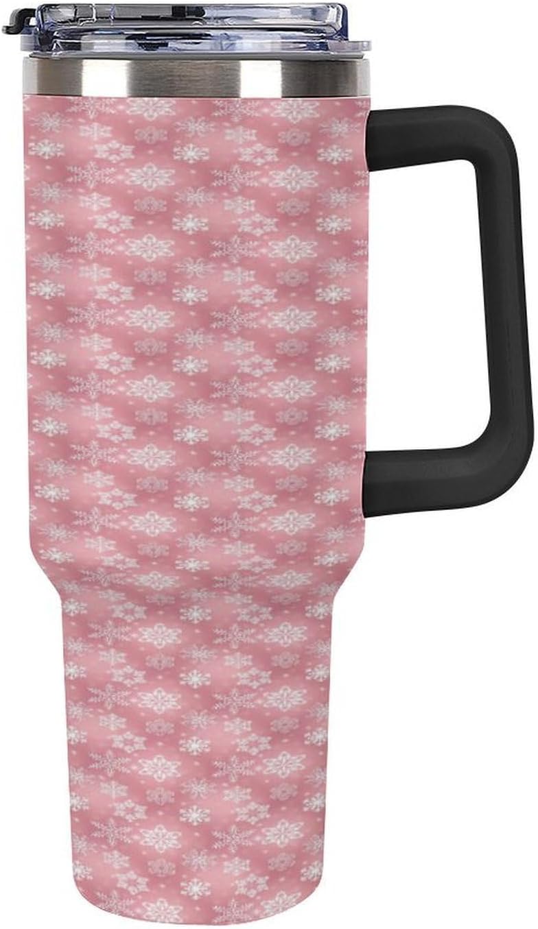 Pink Snowflake Pattern ChristmasCar Portable Water Cup Heat And Cold Insulation Car Cup