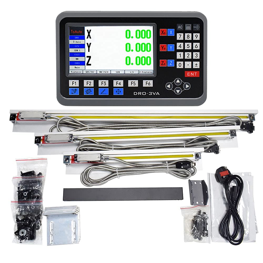 Kit d’affichage numérique 3 axes DRO Avec 3 axes linéaires 18" 20" 36" - Balance linéaire Fraiseuse (course efficace : 450 mm + 500 mm + 900 mm)