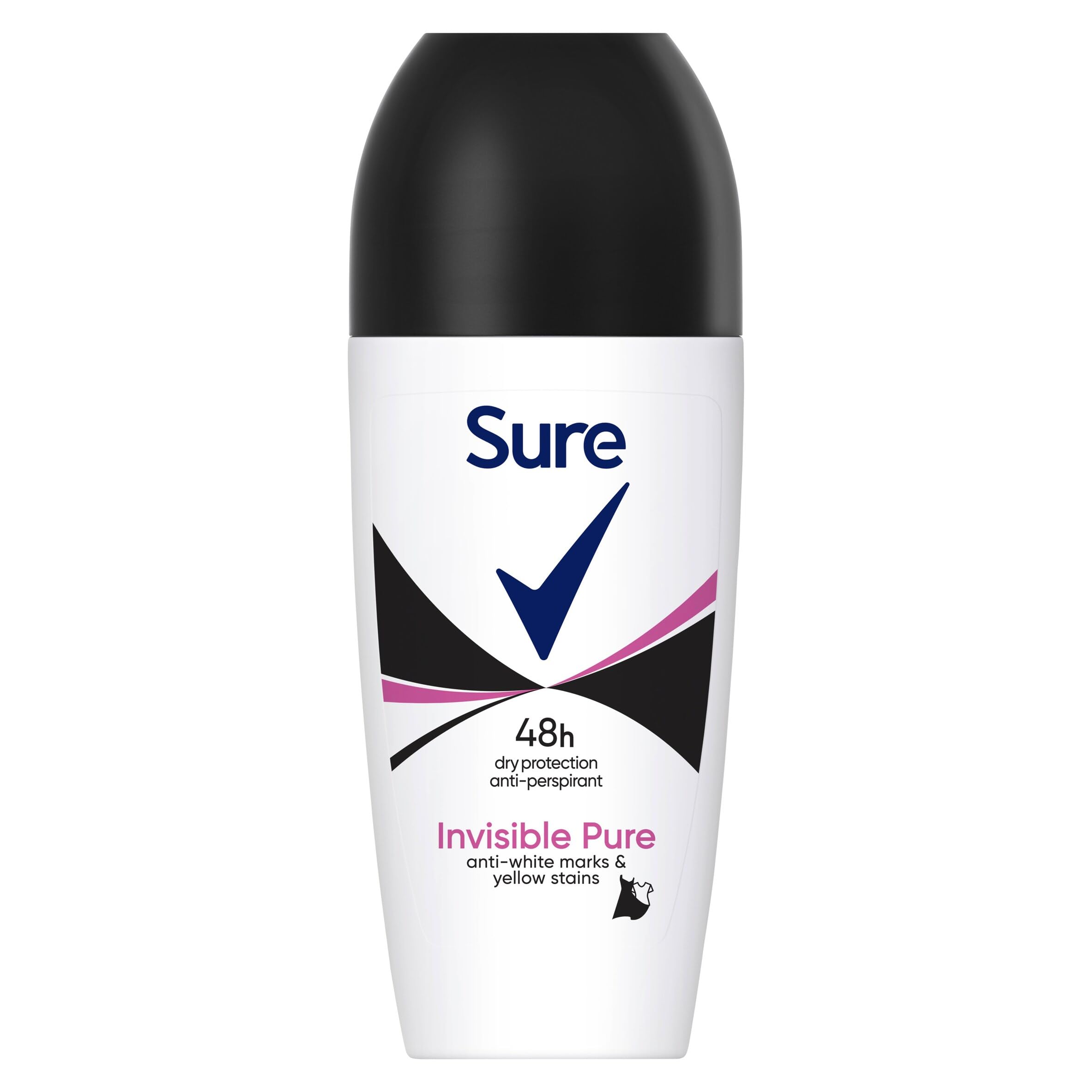 Sure Invisible Pure Anti-Perspirant Roll On for 48-hour sweat and odour protection deodorant for women that protects against white marks and yellow stains 6x 50 ml