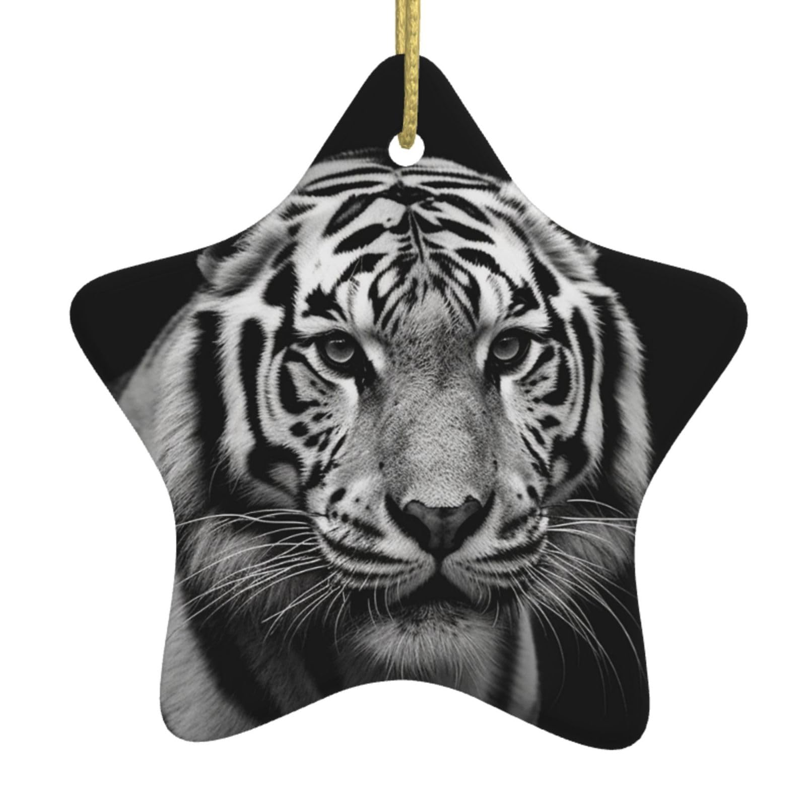 Fodpand Women's White Black And Tiger Christmas Ornaments 2025, Gift Exchange For Men, Collectible Ceramic Ornament Star Hanging Ornaments For Christmas Tree Decoration