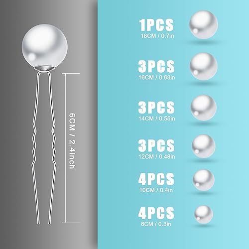 Miniatura 2 de SAVITA 18 piezas de 6 tamaños de horquillas de perlas para el pelo de novia, perlas, alfileres Bobby para bodas, novias, damas de honor, niñas,