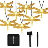 AMZSTAR Dragonfly Solar String Lights Outdoor, 19.7ft 8Modes 30 LED Waterproof Fairy Lights for Indo