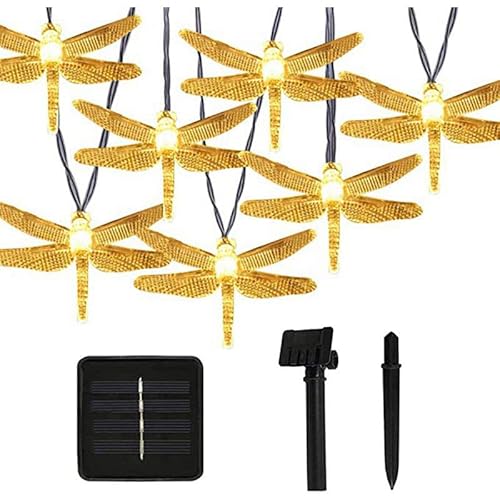Amzstar Dragonfly Solar String Lights Outdoor, 19.7Ft 8Modes 30 Led Waterproof Fairy Lights For Indoor/Outdoor Home Garden Lawn Fence Patio Party And Holiday Decorations (Warm White) #TOP3