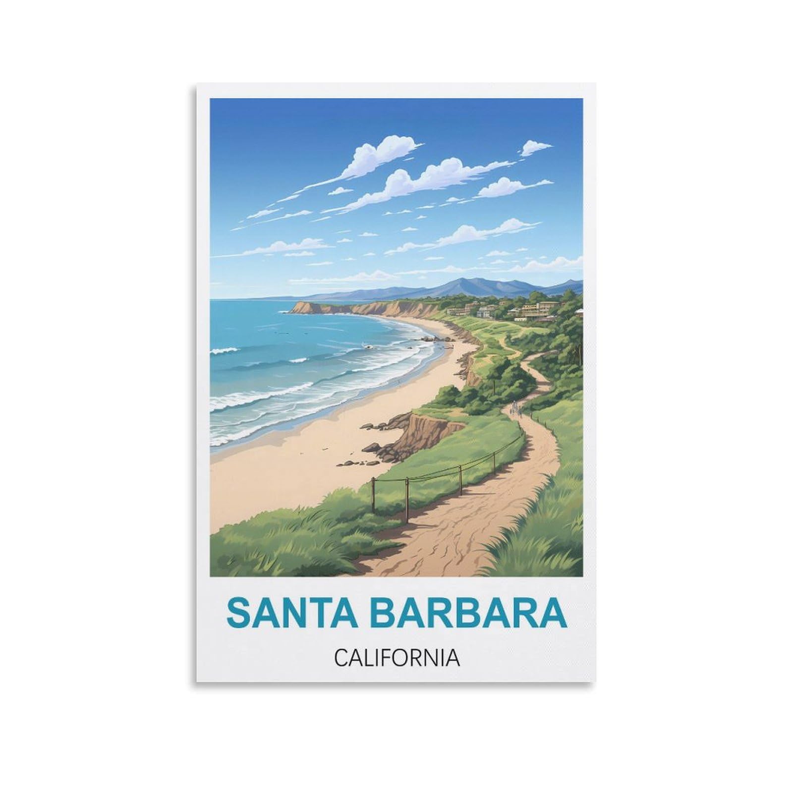 Vintage Metal Tin Signs Santa Barbaras Art Retro Plaque for Bars Pub Playroom Man Cave Wall Decor 30x30cm