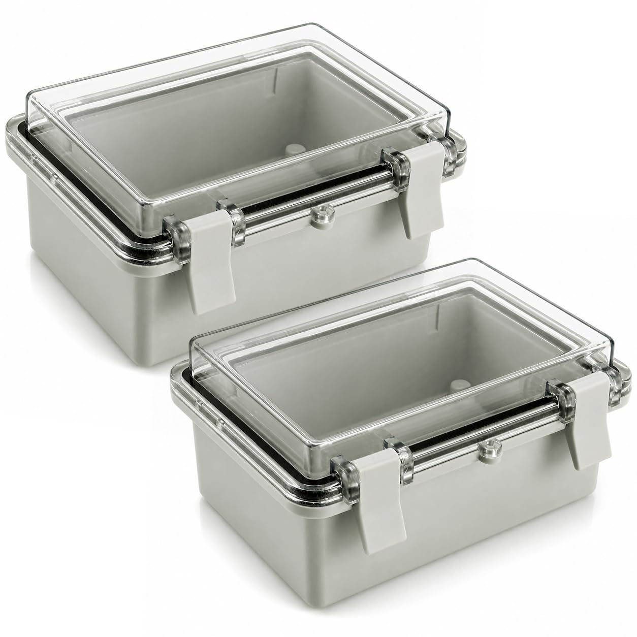 QWORK® 2 Pack Outdoor Junction Box Electrical Box with Hinged Transparent Lid - ABS/PC Alloy IP65 Waterproof - 150mm x 100mm x 70mm — image 1
