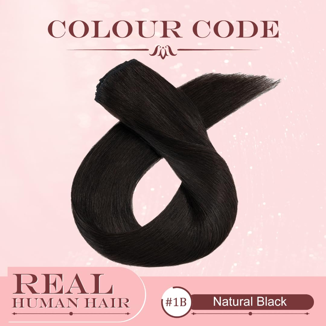 UK-Fashion-Shop Human Hair Extensions Clips in Real Hair Extension 8pcs 18 clips Long Straight Natural 22inch(75g)#1B Natural Black - Image 2