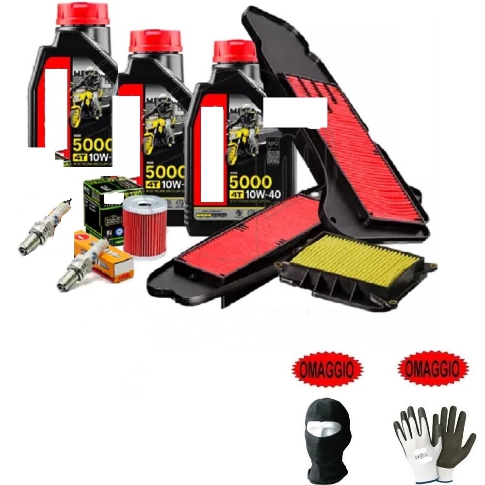 COMPATIBILE CON SYM MAXSYM TL 508 TAGLIANDO-MANUTENZIONE COMPLETO MOTORE MOTO CAMBIO LUBRIFICANTE 5000 10W40 4 TEMPI CON TECNOLOGIA HC-TECH+FILTRO OLIO+F.ARIA+CANDELE FAI DA TE