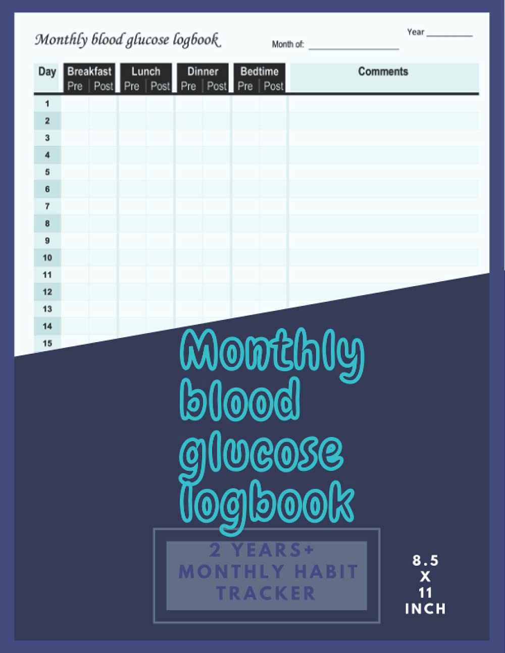 Monthly Blood glucose logbook & Daily Habit Tracker. Diabetes log book. Blood Glucose Monitoring Log Book Journal for 2 Years.: (24 Months) (blood pressure log book)