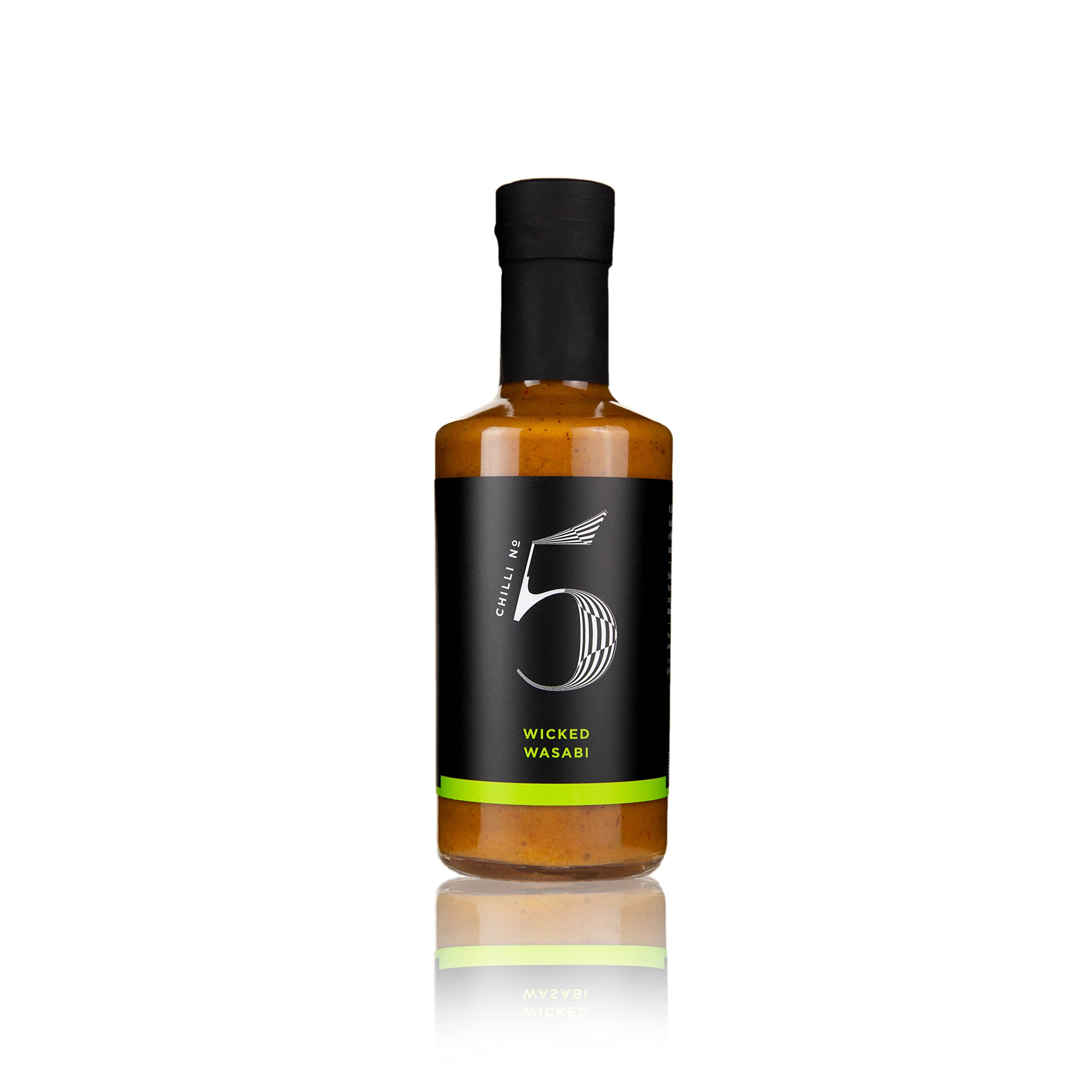 Chilli No. 5 Chilli No.5 | Gourmet Wasabi Hot Chilli Sauce, Exclusive 5 Chilli Blend, Vegan, No Artificial Colours or Flavourings 200 Milliliters Bottle