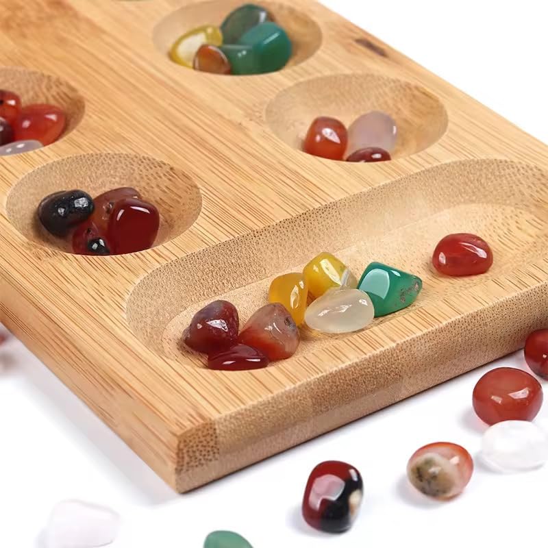 Image of Classic Family Fun Indoor Board Game for Kids & Adults, Green Felt Playing Area, Perfect for Game Night, Skill Development (Shut Box Color Mancala)