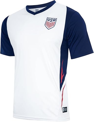 Miniatura 16 de Icon Sports Officially Licensed US Soccer Federation Game Day Shirt - Unisex Adult 246-blanco,azul marino (101pf-navy),191pf | Carbón jaspeado/Azul
