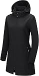Outdoor Ventures Women's Softshell Jacket with Removable Hood Fleece Lined Windbreaker Insulated Long Warm Rain Jacket