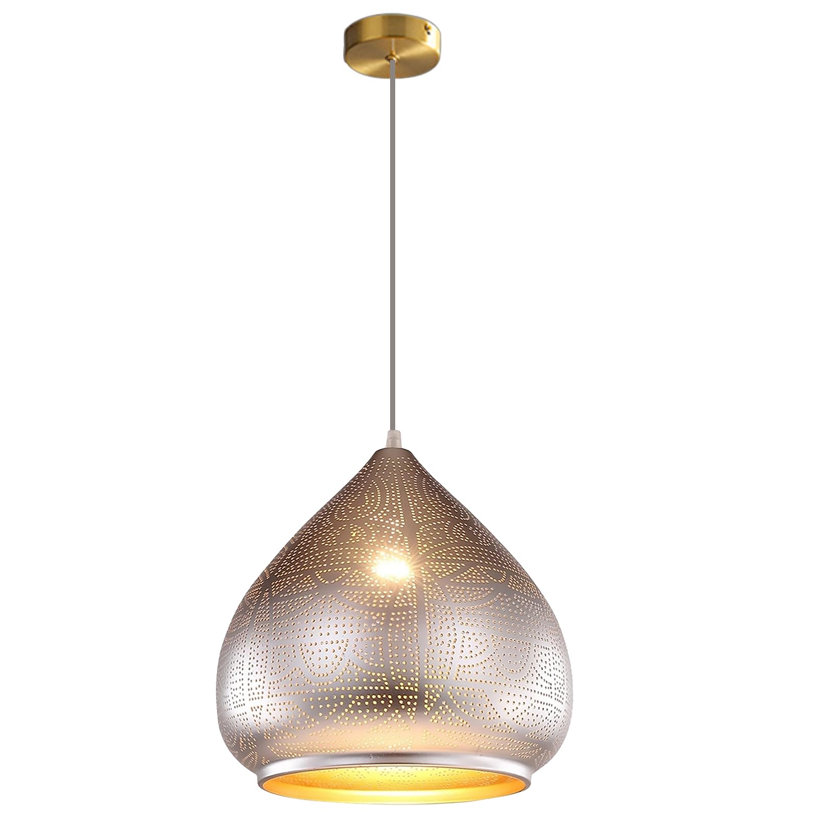 Moroccan Hanging Light Silver Meta Shade Pendant Light