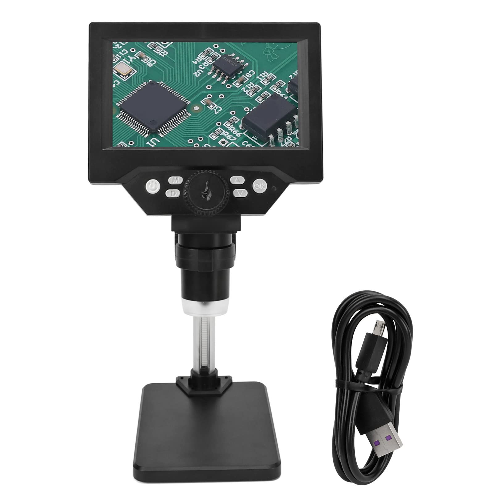 Ausla Mikroskop Cyfrowy, Mikroskop na Monety ABS LCD z Ekranem 5,5 Cala 10 MP 1000X 1080 P 8 Diod LED Złącze USB do Komputera do Lutowania Naprawa