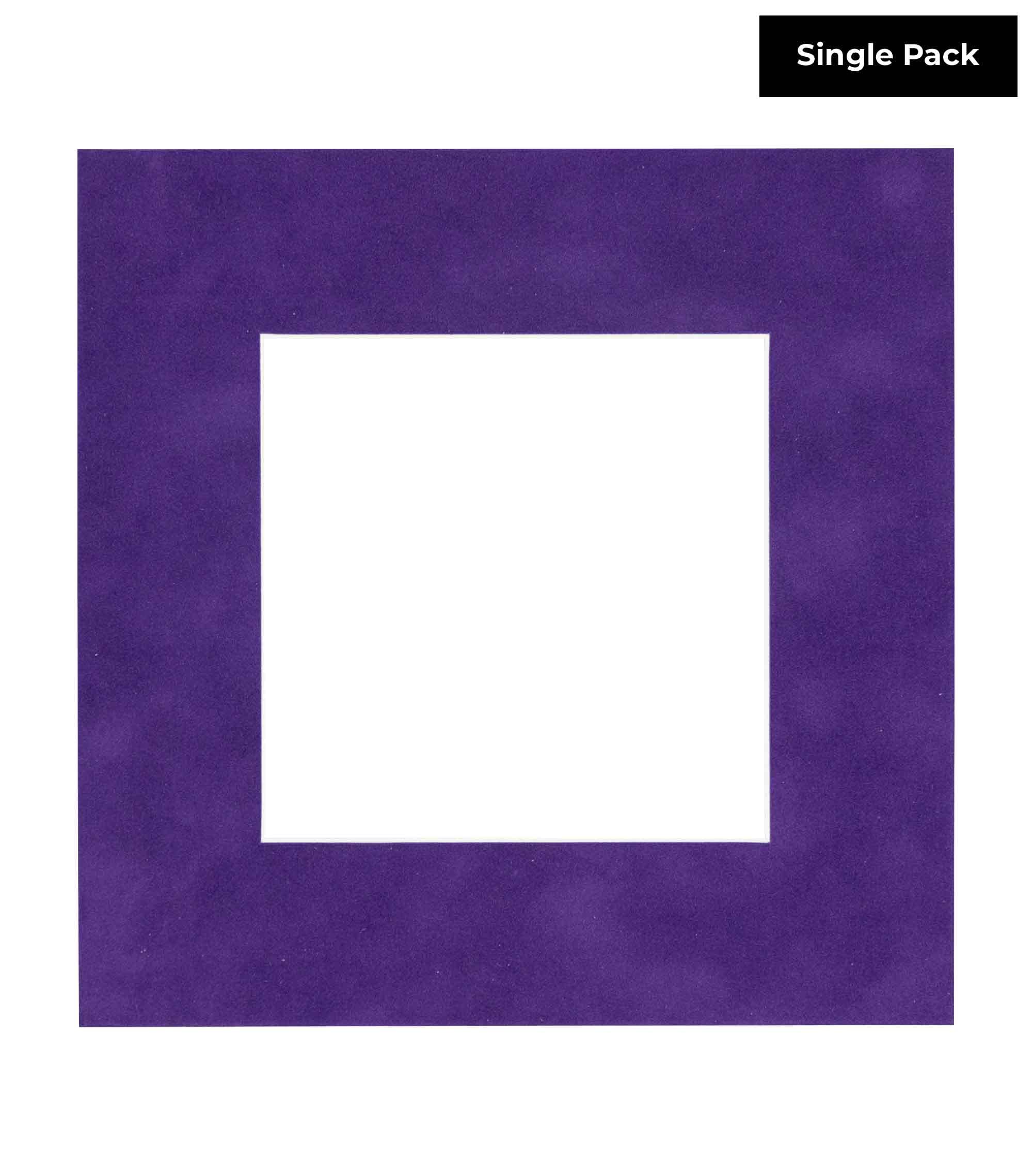 Purple Crocus Suede Acid Free 13x13 Square Picture Frame Mat with White Core Bevel Cut for 9x9 Pictures - Fits 13x13 Frame - Pack of 1 Matboard Show Kit With Acid Free Backing & Clear Bag