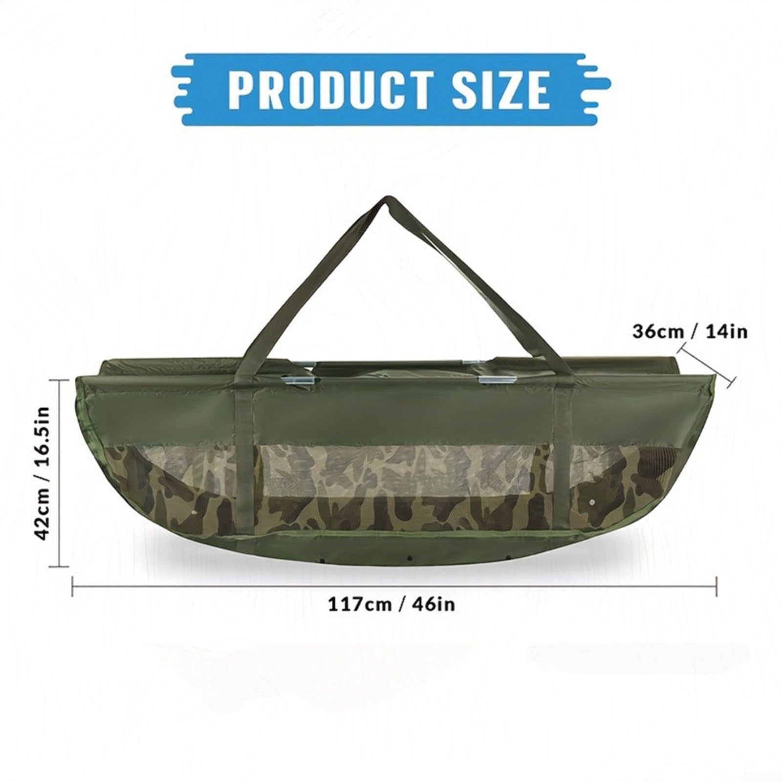 Sac de pesée pour poissons, sac de pêche robuste, sac de transport pliable avec règle étanche de 30 cm de large pour pêche à la carpe, Voir image
