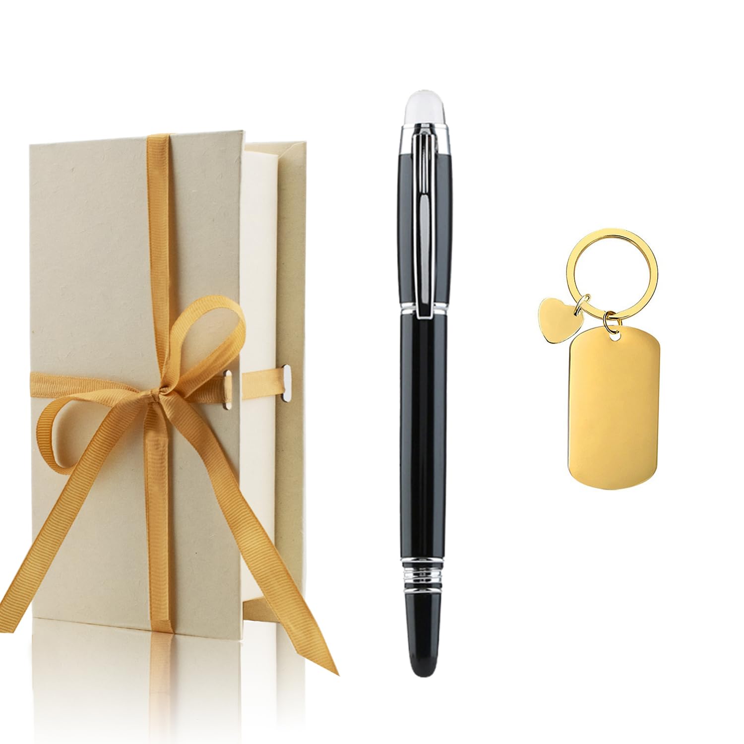 YastarPersonalized Pes with Custom Keychain - Luxury Smooth Writing Set, with Gift Box 2 Black ink refills - Custom with Your Name or Message, Nice Gift for Friends/Colleagues/Family/Men/Women