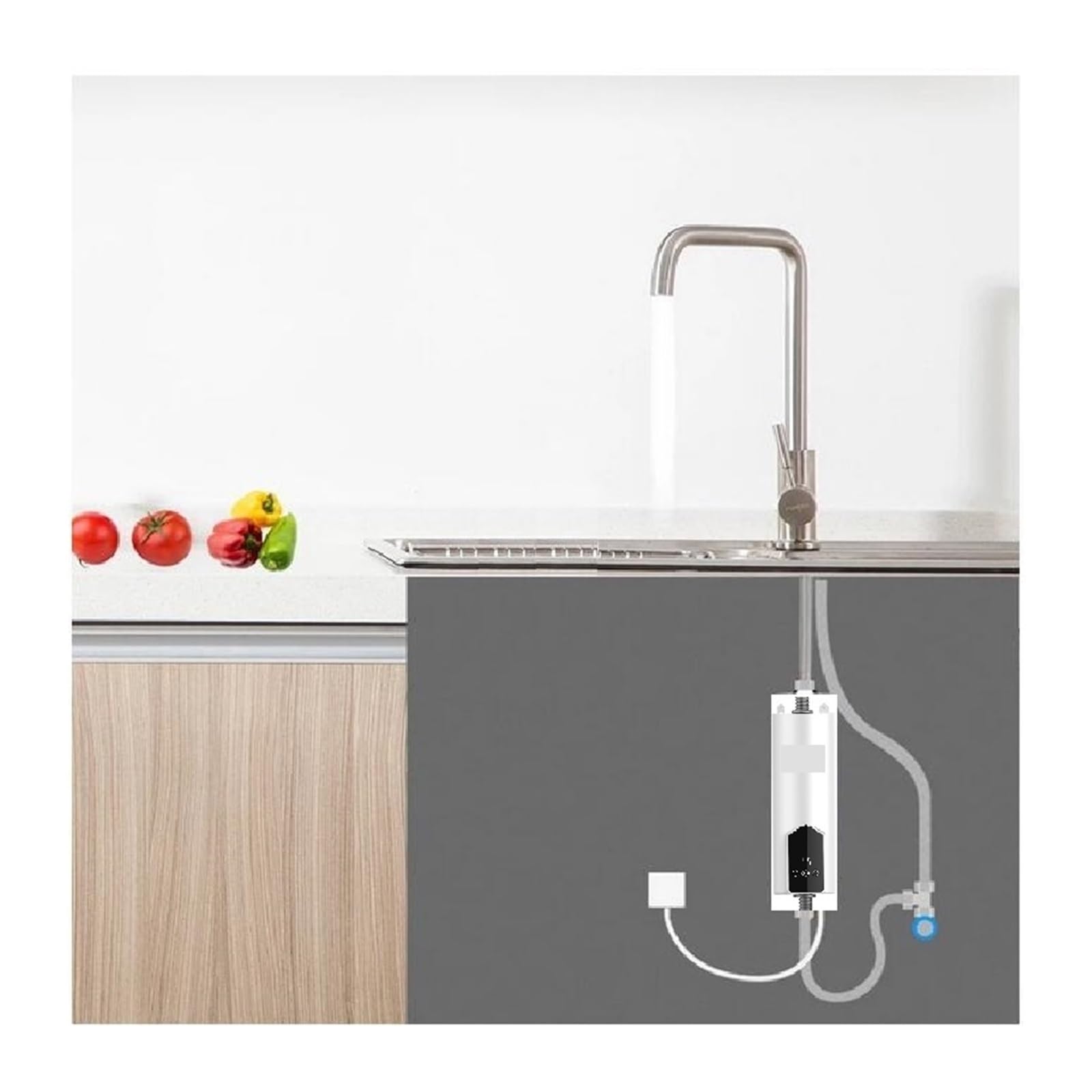 Scaldabagno Elettrico Istantaneo, Scaldabagno Istantaneo Da 5500 W Doccia Calda Elettrica Mini Flusso Senza Serbatoio Riscaldamento Rapido Display Digitale Cucina In Acciaio Inossidabile Bagno per RV