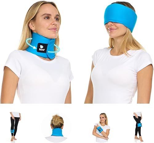 FOMI Paquete de hielo de gel sólido multifunción para frío y caliente  cuello, frente, ojo, muñeca, rodilla, espinilla  Envoltura ajustable para