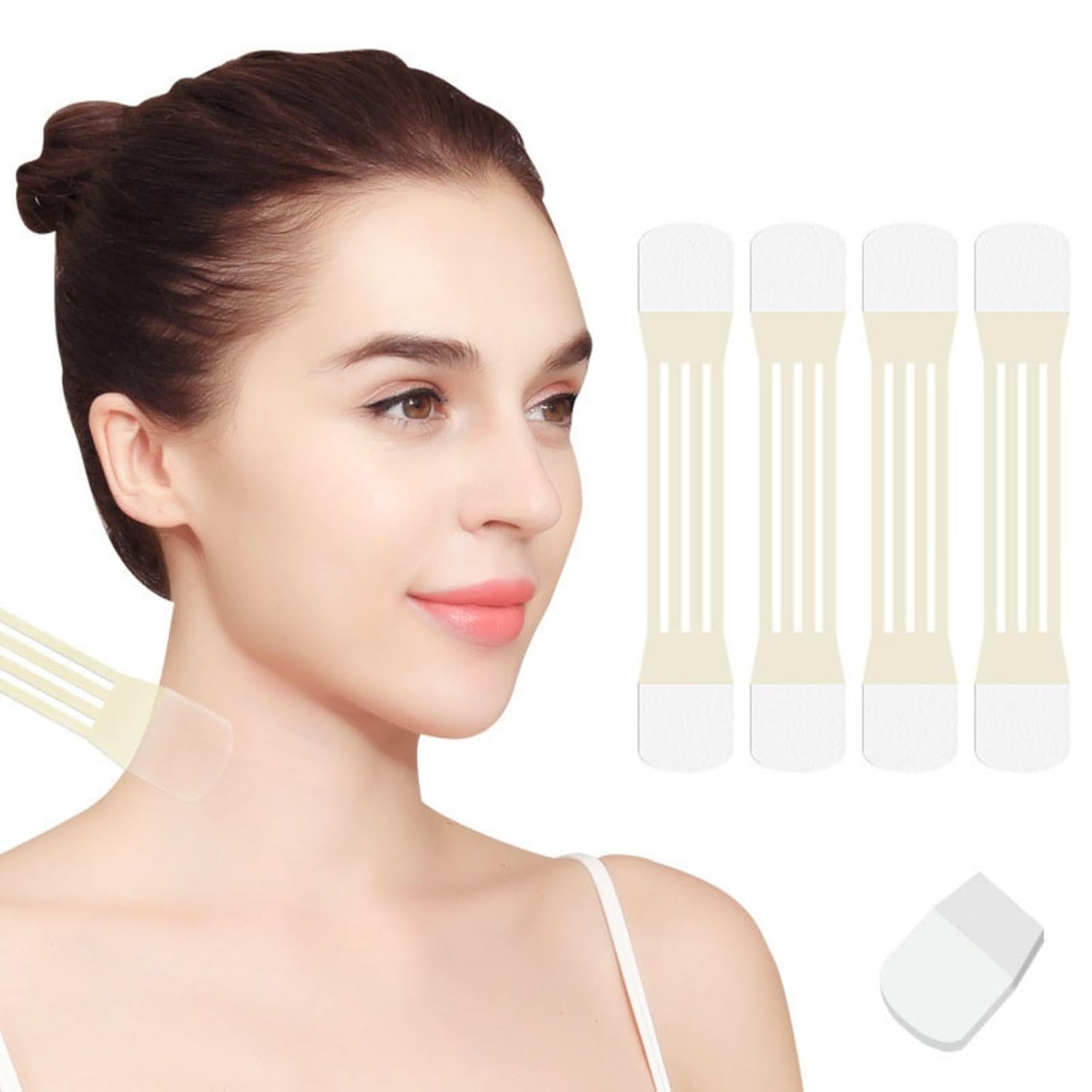 Set da 24 Cerotti Antirughe per il Collo – Nastro Lifting Invisibile Riutilizzabile – 20 Cerotti + 4 Fasce Elastiche – Effetto Lifting V-Shape Immediato contro le Rughe del Collo