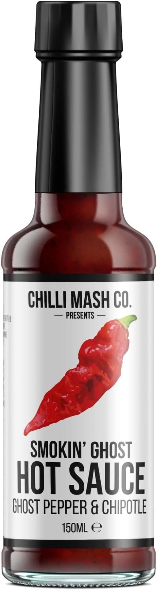 Smokey Ghost Chilli Hot Sauce 150ml - Chilli Mash Co - Vegan BBQ Hot Sauce Made with Tomatoes, Onions and Ghost Peppers