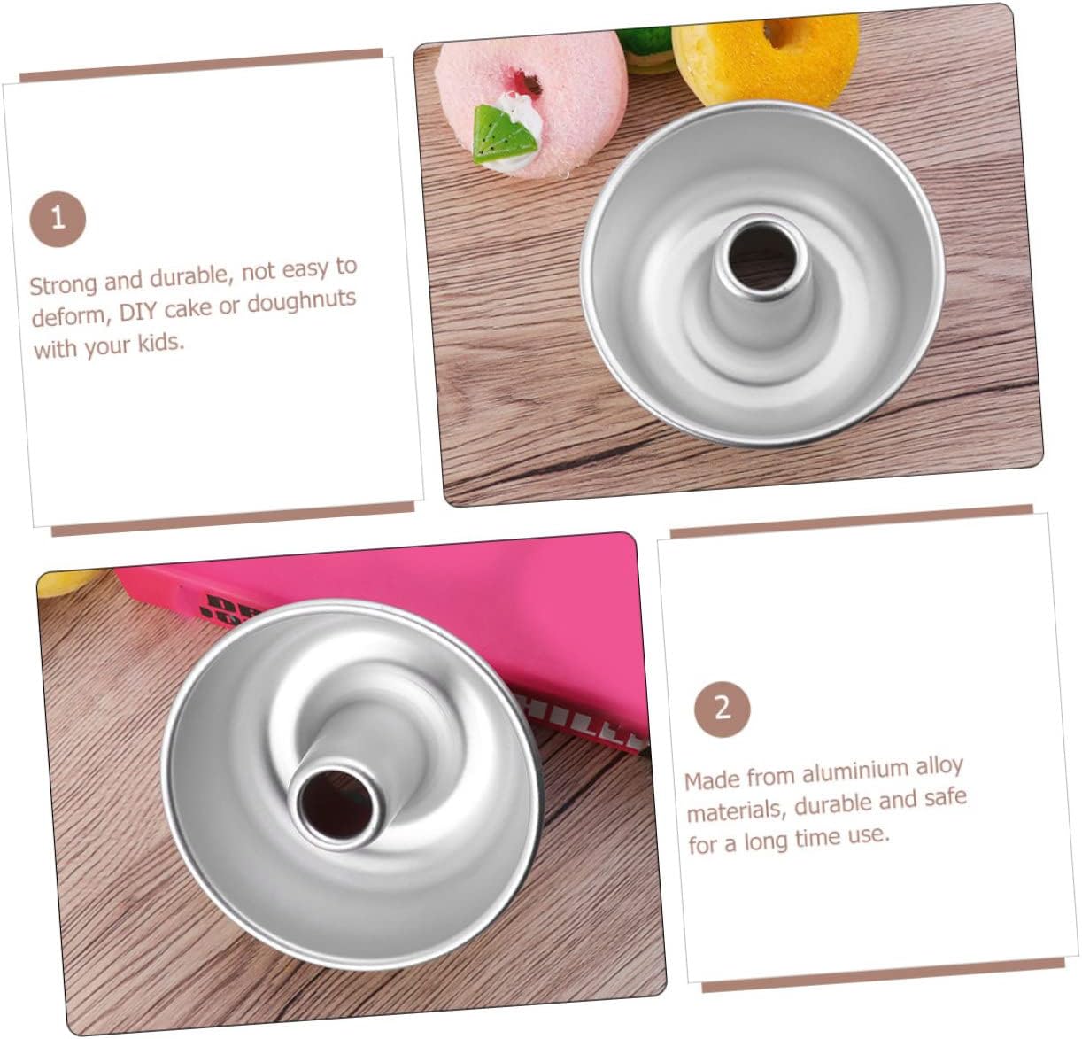 Donut Maker Mold 3.93 Inch Doughnut Pan Non-Stick Aluminum Doughnut Baking Mold Easy Release for Diy Pastry Cooking Home Kitchen