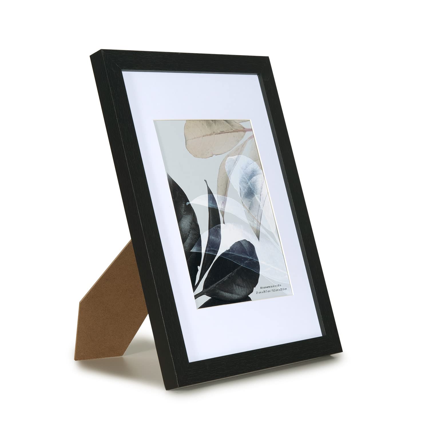 Cornice nera A4 (21 x 29,7 cm) con passepartout per formato A5, set di 2, cornici per documenti A4 con foglio acrilico trasparente, cornici per poster A5 per scrivania e montaggio a