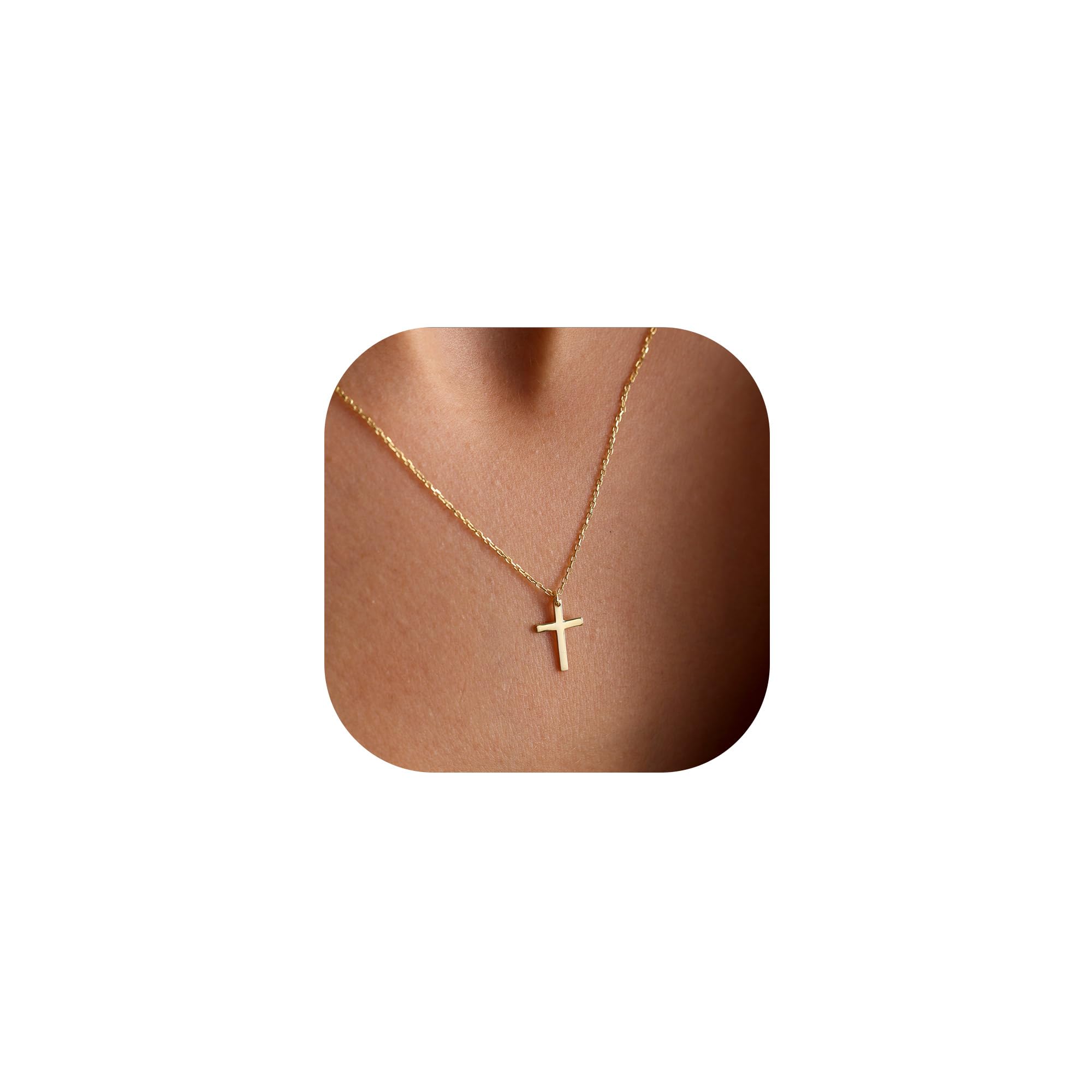 TINGN Collar de cruz para mujer, chapado en oro de 14 quilates, collar de cruz de oro en capas, gargantilla de cruz lateral, collar de cruz de oro para mujer, joyería de oro de moda, regalos para