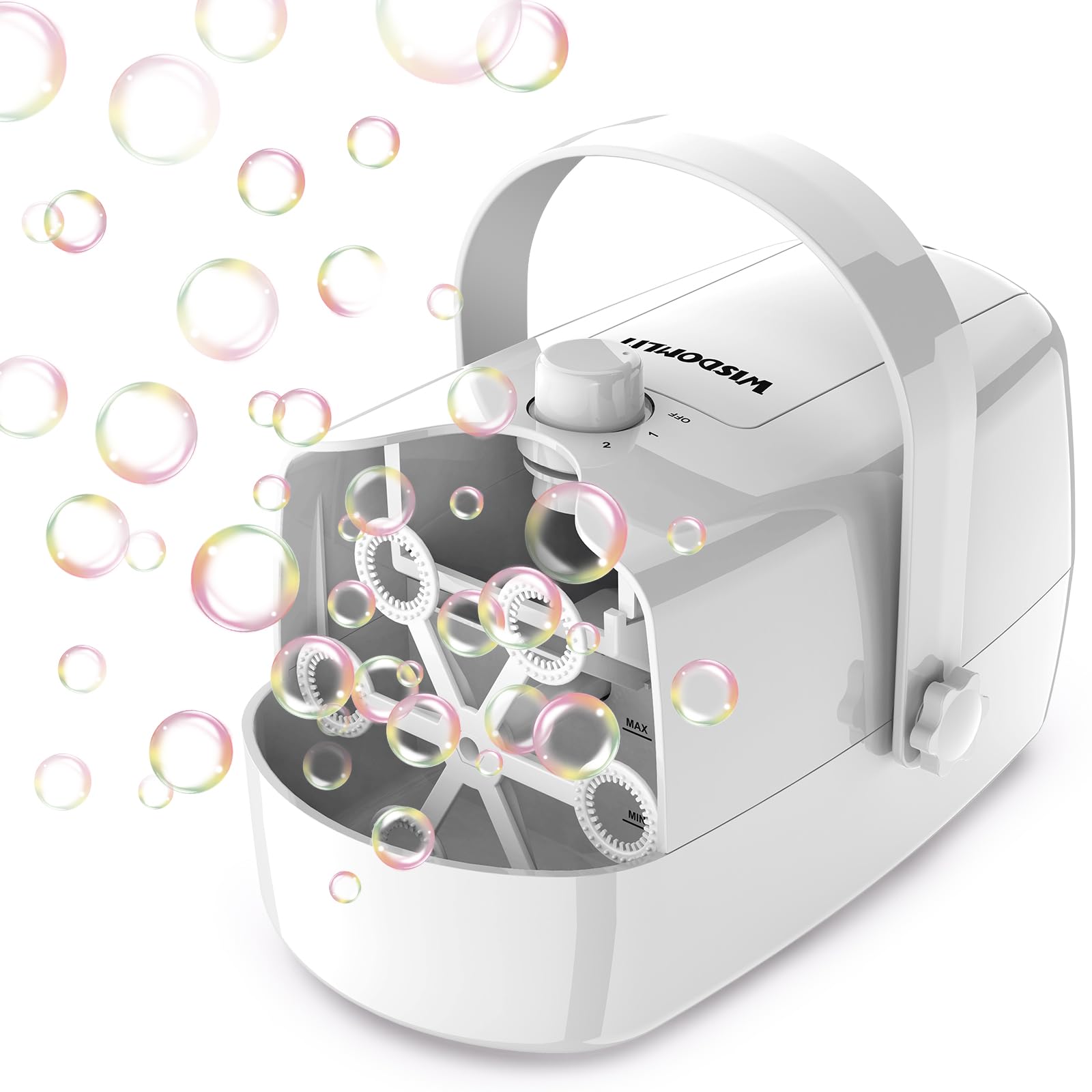 Bubble Machine, 3 in 1 Bubble Maker, Bubble Blower with Replaceable Bubble Wands, 8000+ Colorful Bubbles Per Minute, Operated by Plug-in or Batteries, Bubble Toys for Indoor Outdoor Birthday Party