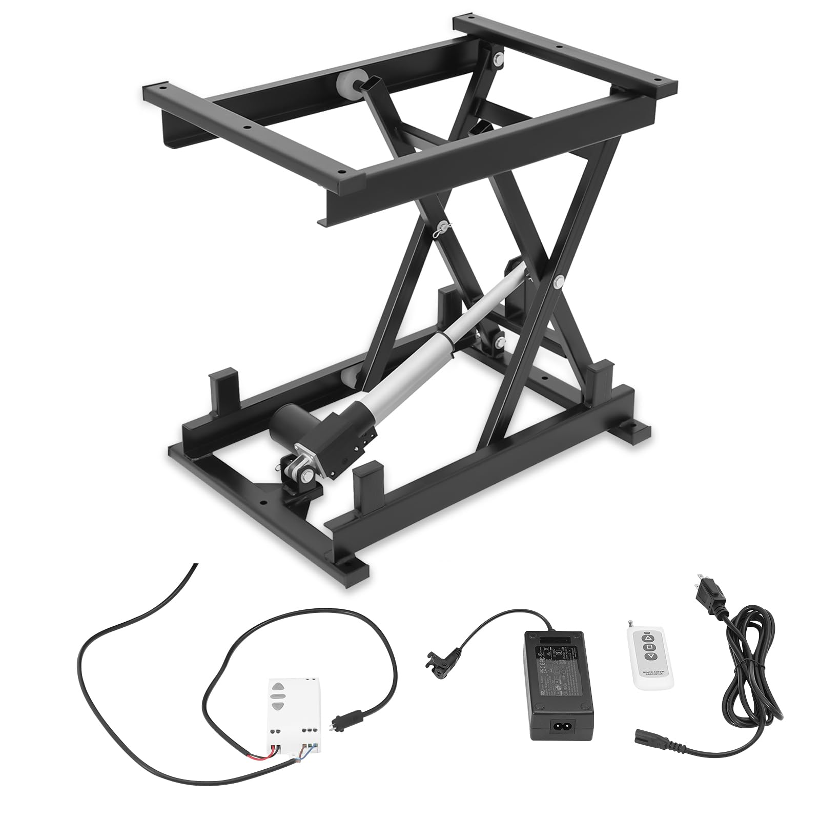 Electric Single Scissor Lift Table, 130-350LB Load, Height Adjustable Electric Lifting Platform, Coffee Table Lift, for Material Handling and Transportation (3500LB 195-680MM)