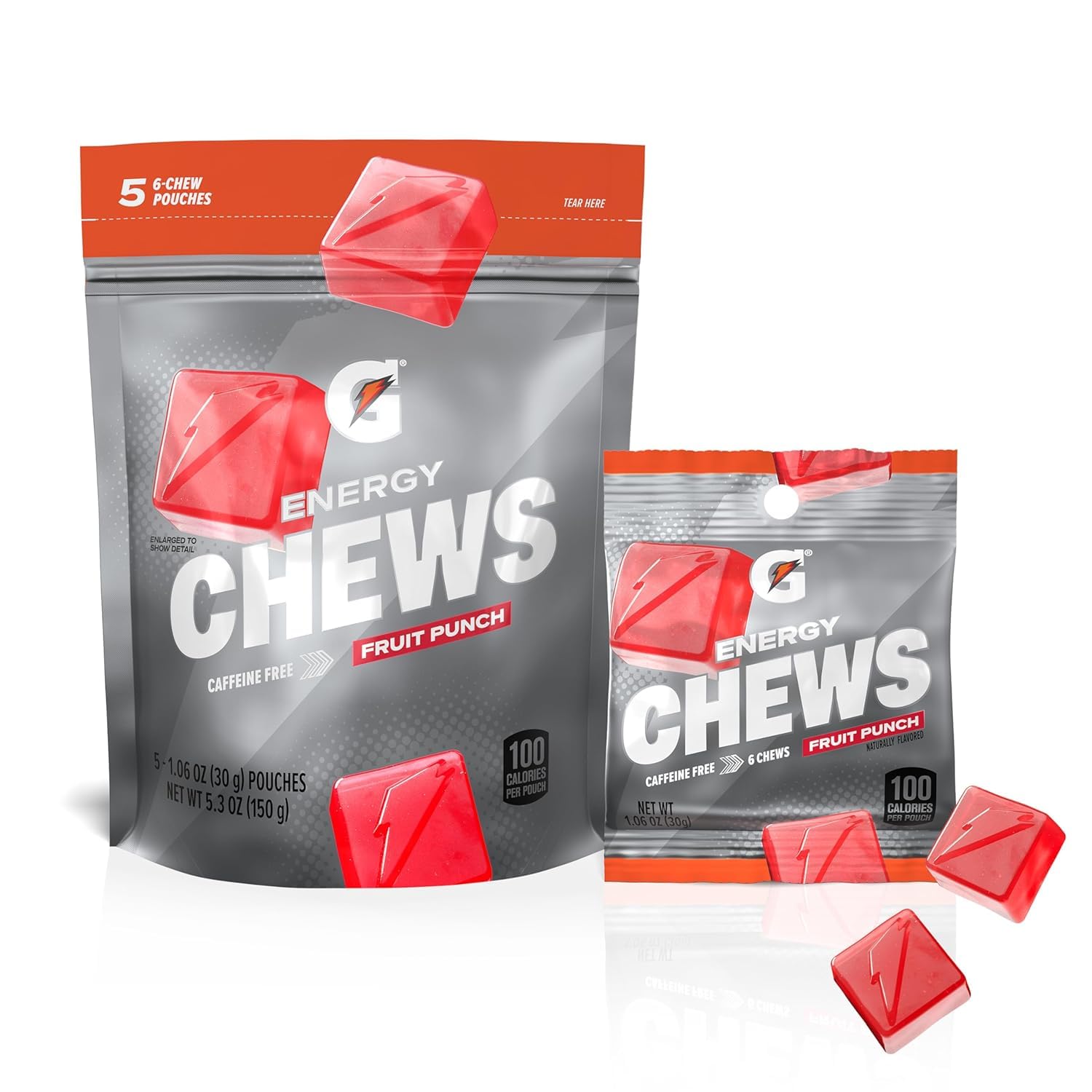 Gatorade Energy Chews, Fruit Punch Flavour,By Savoy Impex Caffeine Free, 5 Pouches of 6 Chews, 150g-image-23