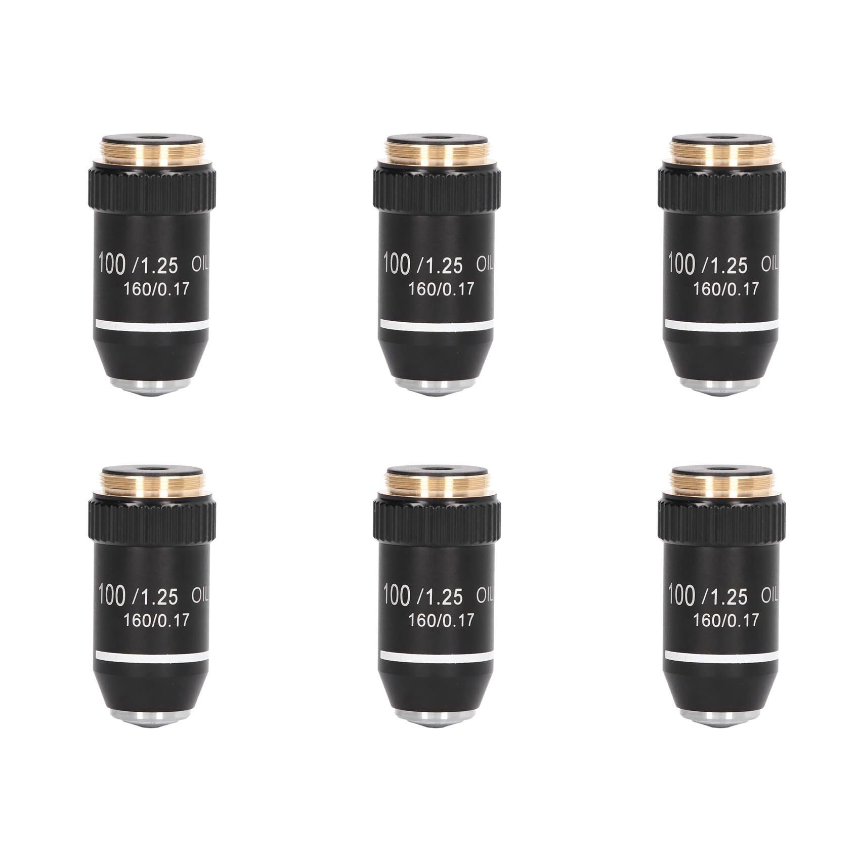 Jnchdghwa Black 6X Biological Microscope Lens, 195 Achromatic Objective Lens 100X Oil High Power Objective Interface 20.2Mm Thread